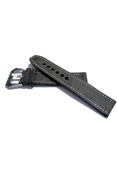 FADO Gray Leather Watch Band - 24 Mm, Fossil Compatible, Compatible with Any Watch (84)