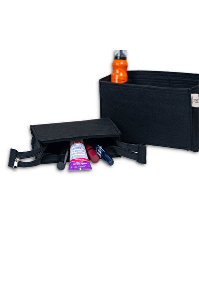 MARJİNAL W CLUB حقيبة مكياج سوداء اللون - منظم داخلي