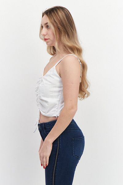 Gentle Fawn Women V-neck Sleeveless Embroidered Tank Top, White