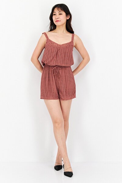 Gentle Fawn Women Eyelet Sleeveless Playsuits, Henna