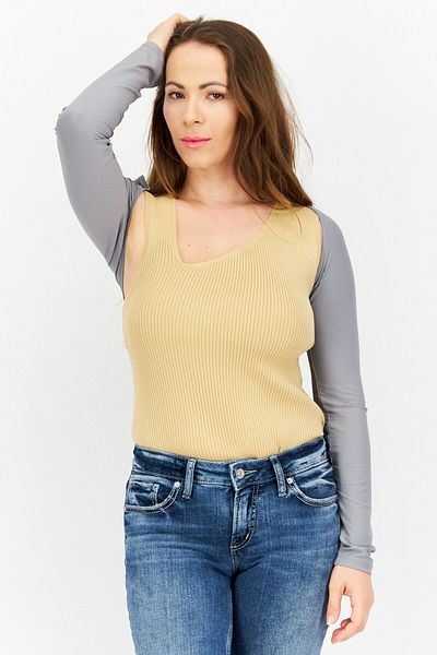 XOXO Women Open Front Long Sleeve Plain Crop Top, Grey