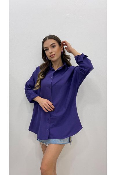 MODA Cămașă de bază cu mânecă lungă oversize pentru femei Nazline