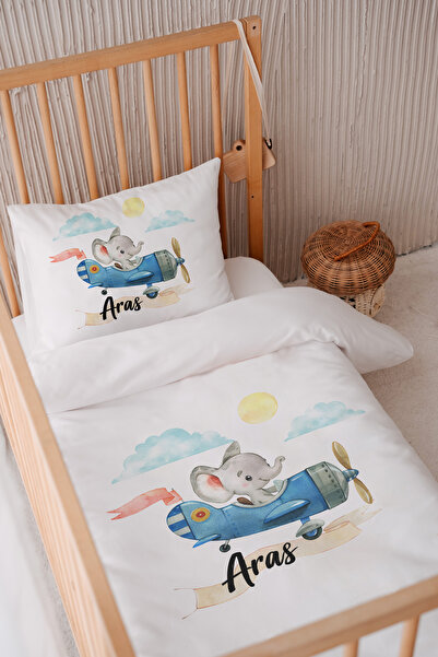 Lilabio %100 Pamuk Saten Isme Özel Isimli 100x150 Bebek Yatak Nevresim Seti S...