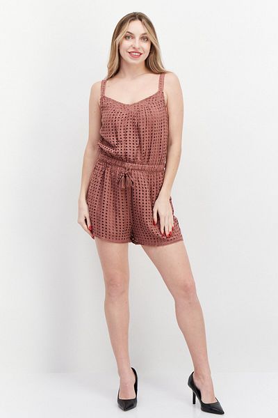 Gentle Fawn Women Eyelet Sleeveless Playsuit, Light Brown