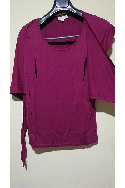 MEGHAN L.A Claret Red Maternity Soft Fabric Blouse with Breastfeeding Features