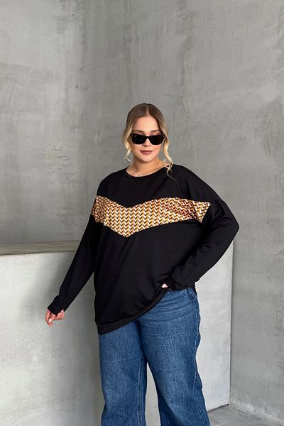 Stil Diva Plus Size Crew Neck Long Sleeve Front Printed Sweatshirt 300282