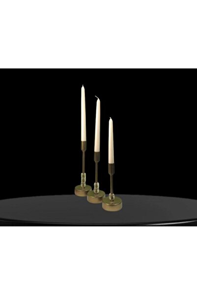 DEDE ÜÇLÜ METAL MUMLUK ESKİTME BOYALI