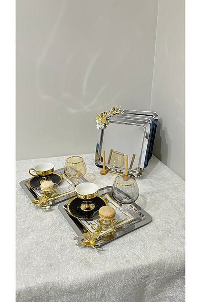 USD HOME Δίσκος παρουσίασης από ατσάλι τετράγωνο καφέ - Αξεσουάρ μονής πεταλούδας, παρουσίαση πολυτελείας
