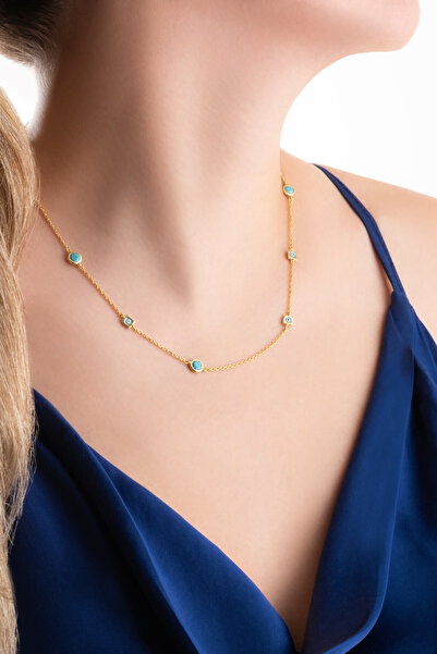 So CHIC... Nazar İkonlu 18 Ayar Sarı Altın Kaplama 50 Cm Gümüş Kolye