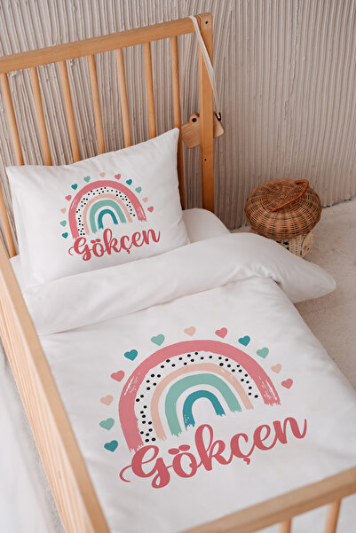 Lilabio %100 Pamuk Saten Isme Özel Isimli 100x150 Bebek Yatak Nevresim Seti K...