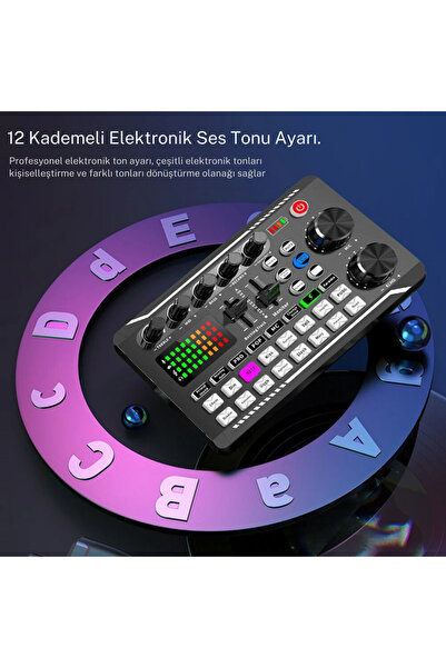 YENİTECH Profesyonel F998 Ses Mikseri Şarjlı Bluetoot Android/iOS Podcast, Ca...