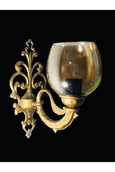 DEDE Honey Color Glass Single Riga Sconce Antique - Painted