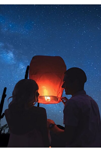 Meseve 1 Adet Dilek Feneri /Düğün,Nişan Özel Gün İçin Kolay Açılabilen Mumlu Gece Gökyüzü Uçan Dilek Balonu