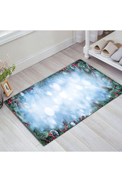 PRINTOPIA ALCADİZAYN NEW YEAR CHRISTMAS ICE BLUE PATTERN باب ديكور حديث أمامي...