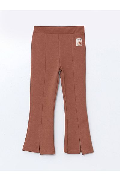 LC Waikiki Lcw Kids Brown Elastic Waist Girls Spanish Leg Leggings Pants