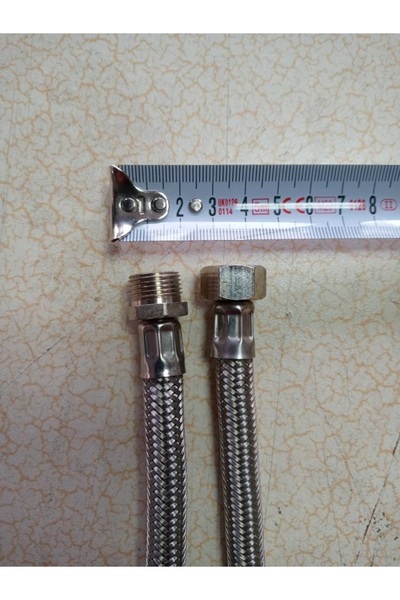 DRL HIRDAVAT 2 Adet 70 Cm Batarya (armatür) Flex -spral Sıcak - Soğuk Su Çelik Örgülü Bağlantı Hortumları