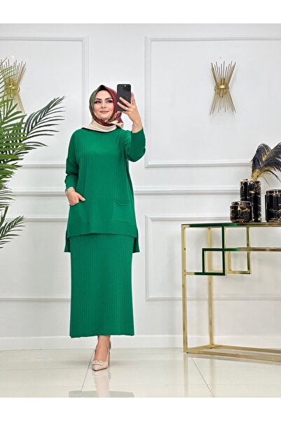 VALENS BOUTİQUE Σετ τοπ και φούστα από πλεκτό ύφασμα με τσέπες Demet