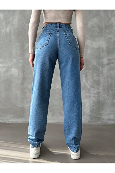 katalya Jean Mom Jean cu talie înaltă - Pantaloni albaștri cu creion