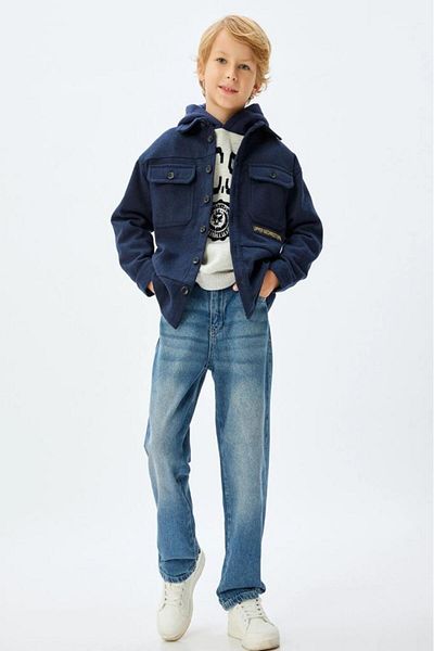 Koton Boy's Shirt - Cover Pocket Detail, Long Sleeve, Button