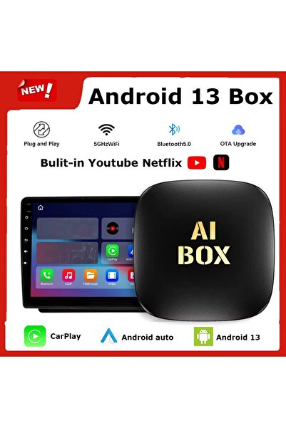 Genel Markalar Akıllı Multimedya Kutusu Android 13 16GB Kablosuz Carplay Ai Box YouTube Netflix Google PlayStore