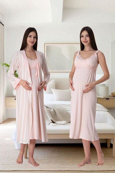 Effortt Venera Effortt Maternity Hamle Pajama Set Striped Set