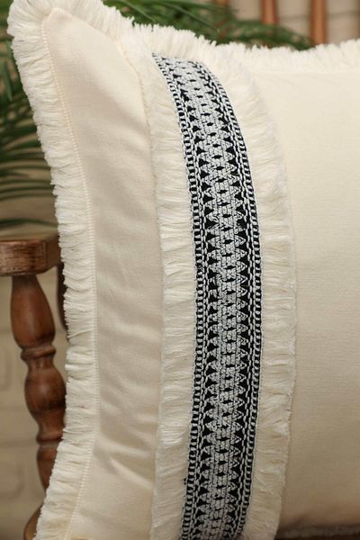 Aisha's Design Tasseled Lace Striped Throw Pillow Cover - K-181