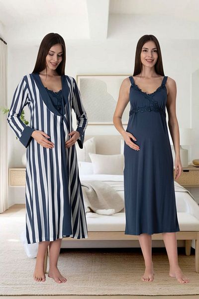 Effortt Venera Effortt Maternity Hamle Pajama Set Striped Set