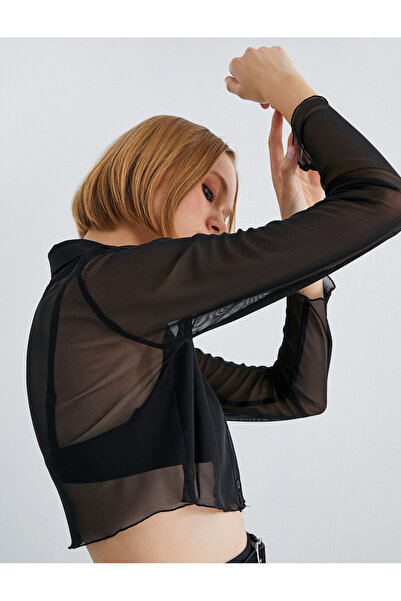 Koton Μακρυμάνικο T-Shirt Σιφόν με σχέδιο