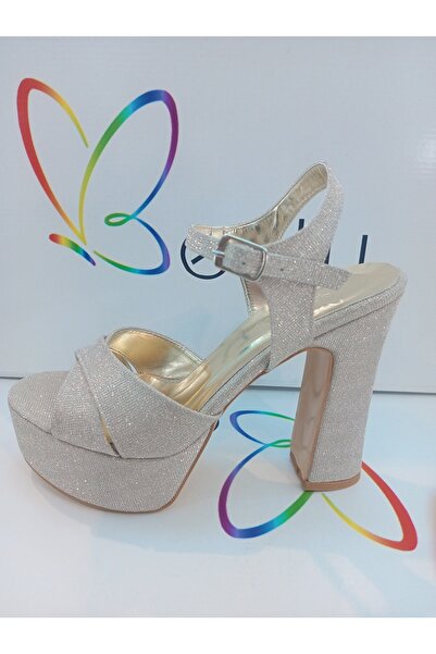 Beety 24by50.350 altın simli 13 cm platform topuklu ayakkabı