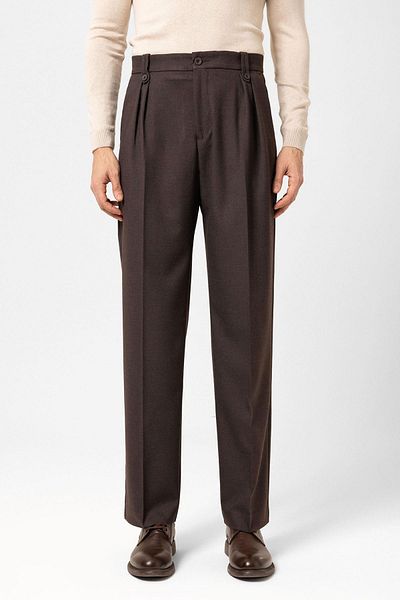 Antioch Brown Double Pleated High Waist Men's Trousers