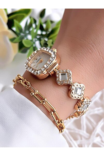 Coliseum Special Design Vintage Women's Wristwatch and Bracelet Set with Stone Detail - Cl8712.T1