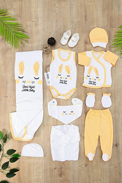 Sitilin Kız Erkek Bebebek Sarı Sevimli Tavşan Yenidoğan Pembe 10 Lu  Lüks Has...