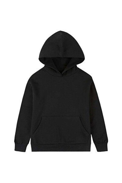 FİTGO Μαύρο φούτερ Unisex με κουκούλα με μπλούζα με τσέπη καγκουρό