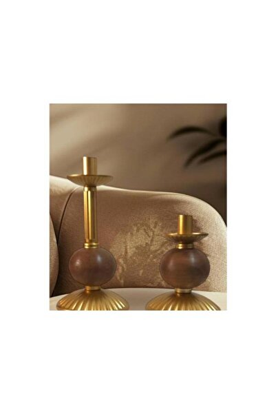 DEDE İKİLİ PİNO MUMLUK AHŞAP TOP DETAYLI GOLD