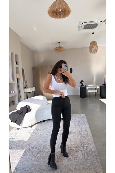 Buket Teke Black Waxed Lycra Trousers