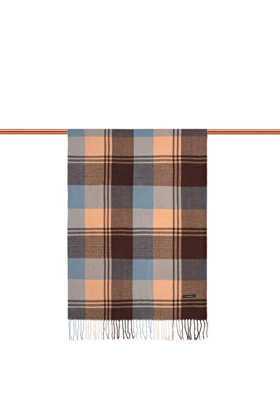 Bursa İpek Χειμερινό σάλι με μπλε καφέ σχέδιο