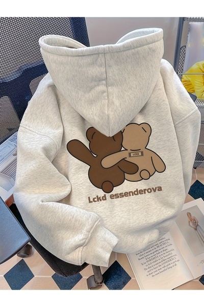 Lider Leather Baskılı Kapüşonlu Sweatshirt - Şık ve Rahat Tasarım