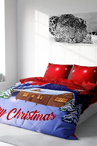 MonoHome New Year Duvet Cover Set 100% Natural Cotton Merry Christmas Double ...