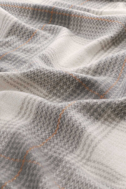 Bursa İpek Χειμερινό σάλι με γκρι εκρού σχέδιο