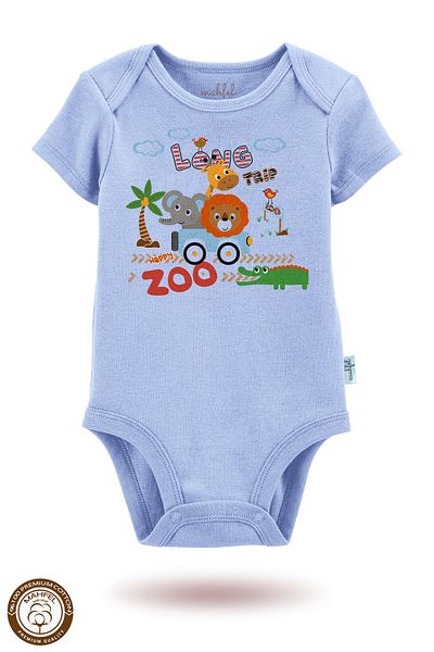 MAHFEL 2-Piece 100% Cotton Organic Printed Snap Fastener Baby Bodysuit