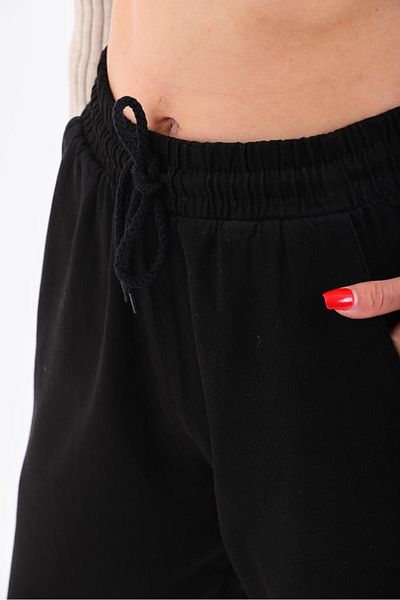 katalya Black Tasseled Trousers - Back Removable Flannel Leg with Elastic Waist
