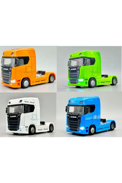 TUENGİ STORE شاحنة سكانيا تضيء أضواء الصوت والضوء بمقياس 1:64 رأس شاحنة 12 سم