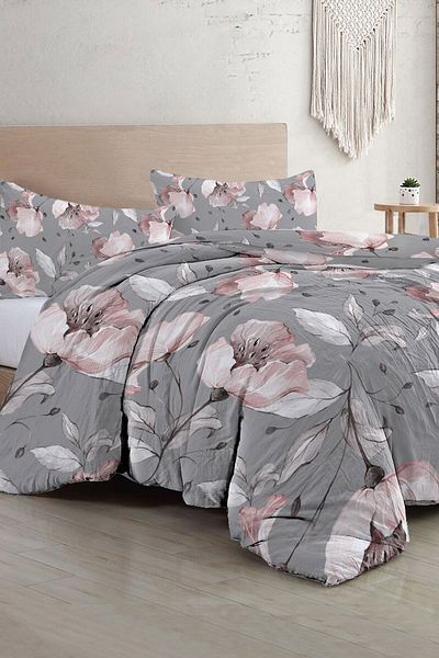 MonoHome Cotton Double Duvet Cover Set Natura Rose Gray