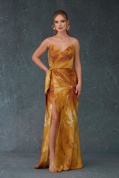 Carmen Rochie de seara din satin fara bretele Safran