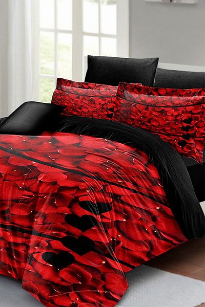 MonoHome Duvet Cover Set 100% Natural Cotton Double 3d Digital Rose Feather