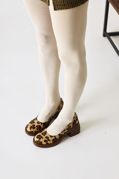 Limoya Pantofi casual de damă cu toc oval cu model leopard Jeannie