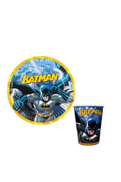 Cadde Süs Batman 8'li Kağıt Tabak Bardak Seti