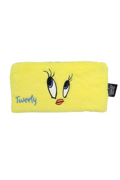 WİGGLE Wiggle Tweety - Children's Pencil Case with Soft Plush Feather, Zippered Hand Strap