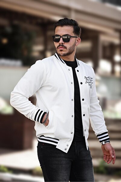 Miron Κέντημα Λεπτομερές Λευκό Πικέ κανονική εφαρμογή College Jacket - 2310