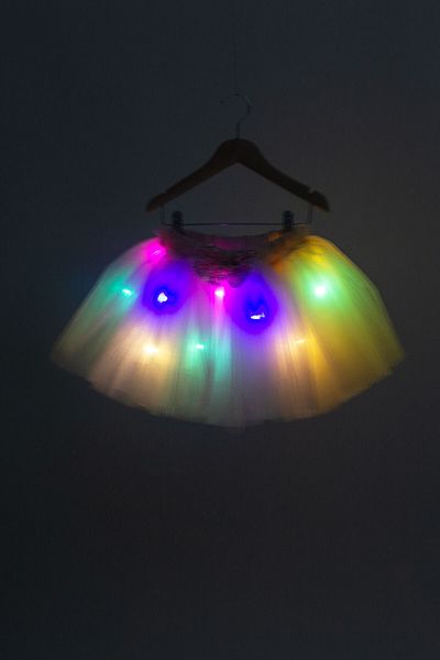 DUCA Fluffy Christmas Tutu Skirt with Led Fairy Lights and Bow -New Year